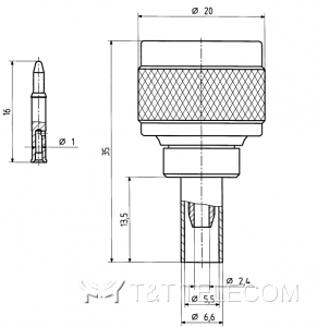 Разъем 11_N-50-2-5/133_NH Huber+Suhner | N male, для кабельной группы S8