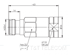 Разъем J01441A0010 Telegartner 4.3-10 розетка прямая на кабель G23 (1/2" Flex) | SIMFix Pro IP68