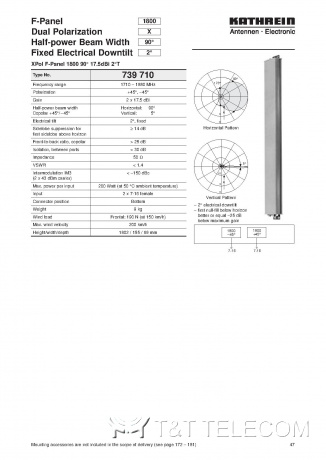 Антенна 739710 Kathrein XPol Panel 1710–1880 МГц 90°17.5dBi 2°T двойная поляризация