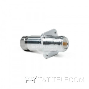 Разъем BN 747645 Spinner || N female, фланец 4 отверстия (Panel jack) для кабеля 1/4 " | Серия CAF O-Ring
