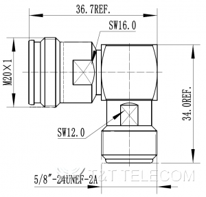 4.3-10 Female - N Female | Переходник коаксиальный угловой 43F-R-NF 6 ГГц, IP68