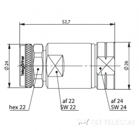 Разъем J01440A0006 Telegartner 4.3-10 вилка прямая на кабель G23 (1/2" Flex) | Крепление гаечное (screw) | SIMFix Pro IP67