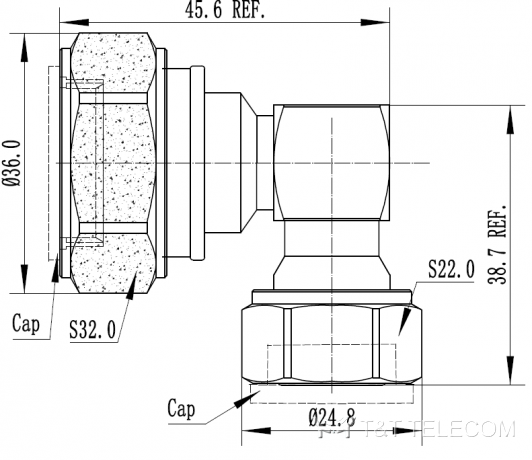 7-16 Male - 4.3-10 Male | Переходник коаксиальный угловой 716M-R-43M 6 ГГц, IP68