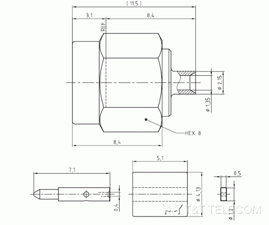 Разъем 11_SMA-50-1-53/119_NH Huber+Suhner | Вилка прямая под кабель 0.047”
