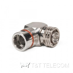 Разъем BN 431121 Spinner || 4.3-10 male угловой для коаксиального кабеля 1 1/4" серии Multifit | Крепление защёлкой (Push Pull)