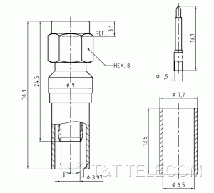 Разъем 11_SMA-50-4-61/133_NH Huber+Suhner | Вилка прямая под кабель S16 X9