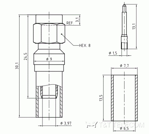 Разъем 11_SMA-50-4-61/133_NH Huber+Suhner | Вилка прямая под кабель S16 X9