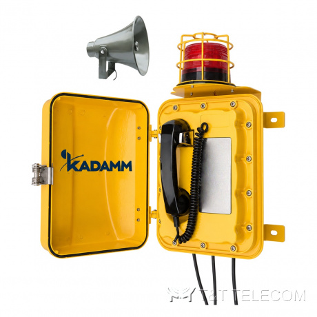 Телефон без номеронабирателя KADAMM ТЛ1203-БН (TALK-1203-AD) с рупором и маяком, IP68