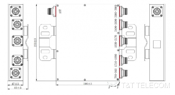 Пентаплексер KADAMM МП-5-800+1800+2100+2600+3500 — 790–960 / 1710–1880 / 1920–2170 / 2490–2690 / 3300–3800 МГц