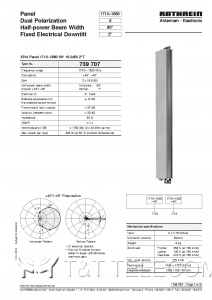 Антенна 739707 Kathrein XPol Panel 1710–1880 МГц 90° 16.5 dBi 2°T двойная поляризация