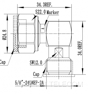 4.3-10 Male - N Female | Переходник коаксиальный угловой 43M-R-NF 6 ГГц, IP68
