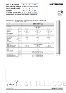 Антенна 80010291 V02 Kathrein 6-портовая LB/2HB 2.0 m 65° 3x790-2180 МГц