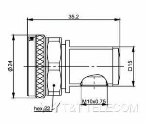 Разъем J01441A0009 Telegartner 4.3-10 | Розетка прямая на кабель G24 (7/8"), G52 (7/8" Alu) | SIMFix CA-Pro IP68