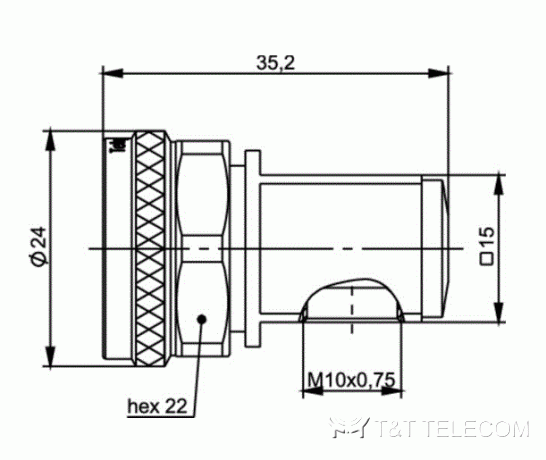 Разъем J01441A0009 Telegartner 4.3-10 | Розетка прямая на кабель G24 (7/8"), G52 (7/8" Alu) | SIMFix CA-Pro IP68