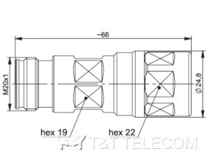 Разъем J01441A0008 Telegartner 4.3-10 розетка прямая на кабель G21 (1/2“)