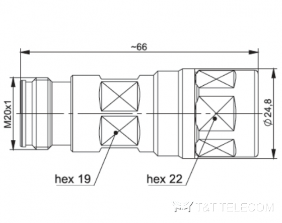 Разъем J01441A0008 Telegartner 4.3-10 розетка прямая на кабель G21 (1/2“)