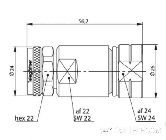 Разъем J01440A0005 Telegartner 4.3-10 вилка прямая на кабель G23 (1/2" Flex) | Крепление гаечное (screw) | SIMFix Pro IP68