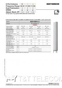 Антенна 80010691 V01 Kathrein 6-портовая направленная 698-960/1710-2690/1710-2690 МГц LB/2HB 2.0m