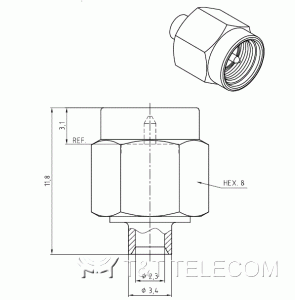 Разъем 11_SMA-50-2-29/119_NH Huber+Suhner | Вилка прямая под кабель 0.086”