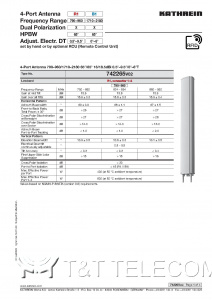 Антенна 742265 V02 Kathrein 4-портовая LB/HB 1.9 м 65° 790-2180 МГц 18,5 dBi