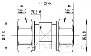 4.3-10 male - 4.3-10 male | Переходник коаксиальный 43M-43M 6 ГГц, IP68