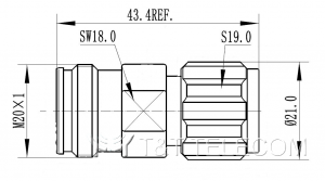 4.3-10 female - N male | Переходник коаксиальный 43F-NM 6 ГГц, IP68