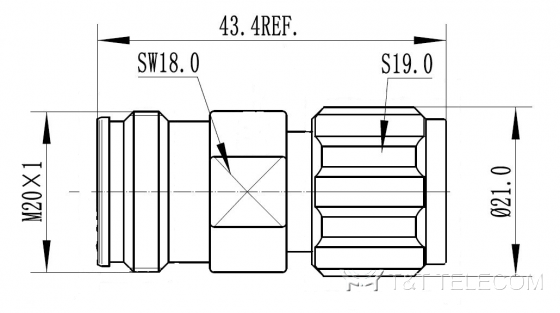 4.3-10 female - N male | Переходник коаксиальный 43F-NM 6 ГГц, IP68