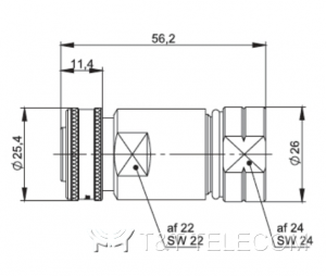 Разъем J01440A3005 Telegartner 4.3-10 вилка прямая на кабель G23 (1/2" Flex) | Крепление защёлкой (push pull) | SIMFix Pro IP68