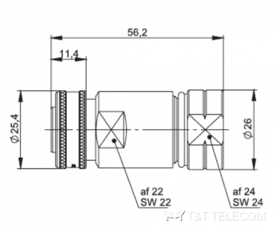 Разъем J01440A3005 Telegartner 4.3-10 вилка прямая на кабель G23 (1/2" Flex) | Крепление защёлкой (push pull) | SIMFix Pro IP68