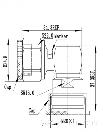 4.3-10 Male - 4.3-10 Female | Переходник коаксиальный угловой 43M-R-43F 6 ГГц, IP68