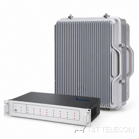 KADAMM REP-FN — оптический репитер 5G NR 3700–3800 МГц: главный блок и до 16 выносных блоков MIMO 4×4 по 24 дБм на порт