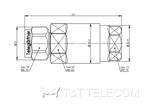 Разъем J01020D0141 Telegartner | N типа (male) - вилка прямая на кабель G21 (1/2“) | SIMFix ST IP67