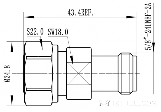 4.3-10 Male - N Female | Переходник коаксиальный 43M-NF 6 ГГц, IP68
