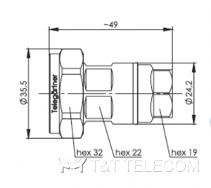Разъем J01120H0085 Telegartner 7-16 вилка прямая на кабель G21 (1/2“) | SIMFix ST IP67