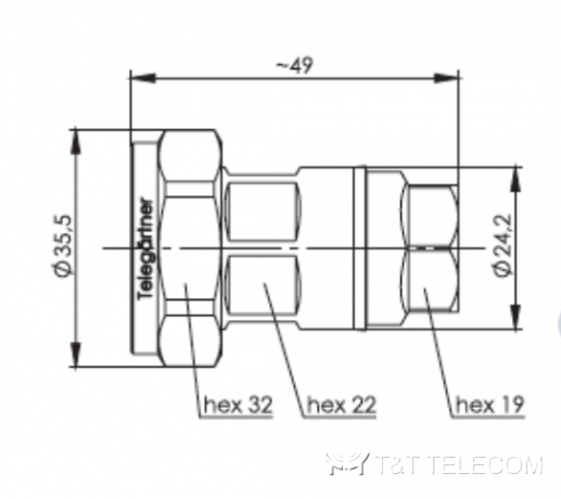 Разъем J01120H0085 Telegartner 7-16 вилка прямая на кабель G21 (1/2“) | SIMFix ST IP67