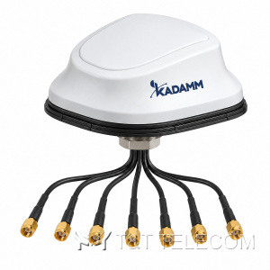 KADAMM GNSS-L125-5G4W2-4 — комбинированная антенна ГНСС L1/L2/L5 + 4G/5G MIMO 4×4 + Wi-Fi MIMO, IP67