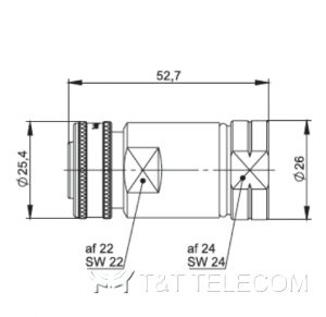 Разъем J01440A3006 Telegartner 4.3-10 вилка прямая на кабель G23 (1/2" Flex) | Крепление защёлкой (push pull) | SIMFix Pro IP67